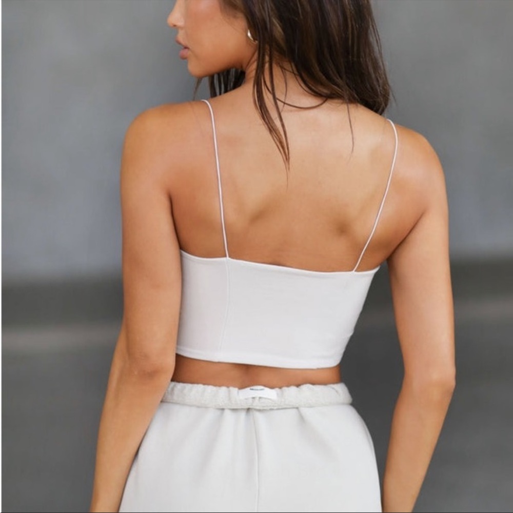 Joah Brown White Corset Crop Top - Picture 3 of 9